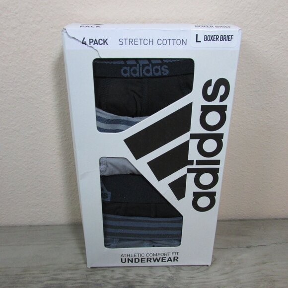 *Various Colors* NEW Adidas Men's Large Stretch Cotton Boxer Briefs 4 Pack - Picture 6 of 8